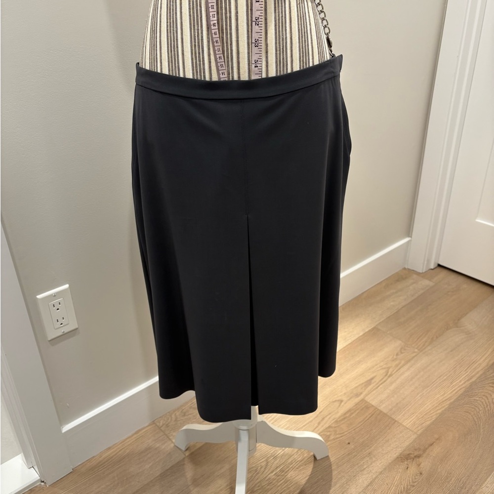 Theory ladies dark grey wool blend pleat front and back full Skirt